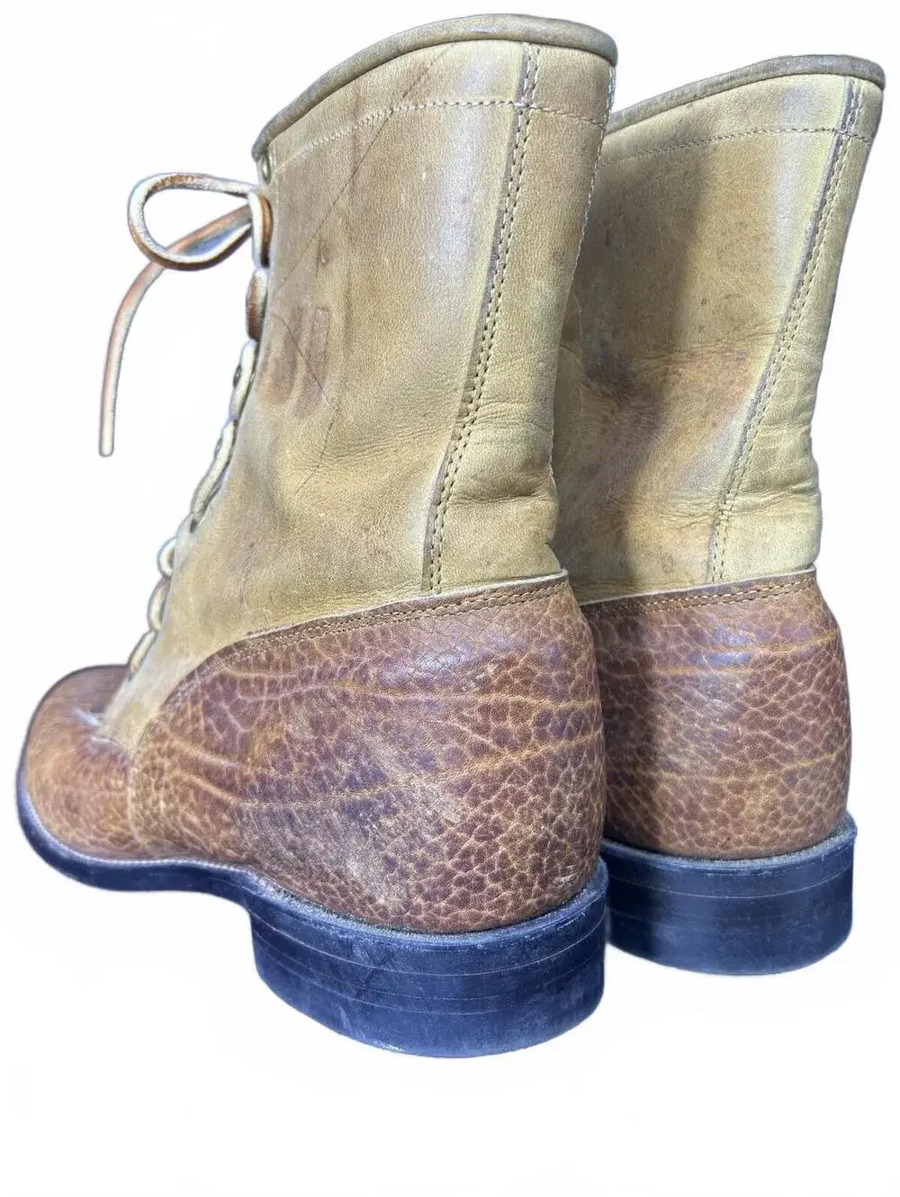 Vintage Leather USA Made Justin Combat Boots Men 7.5 D Women 9 Field Style 430